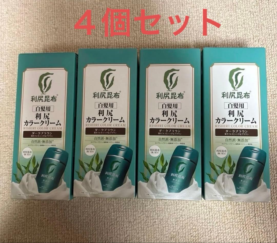 新品未使用未開封　利尻昆布　白髪用　利尻カラークリーム　ダークブラウン4個セット 自然派clubサスティ 利尻カラークリーム 170g 無添加 白髪染め 白髪用