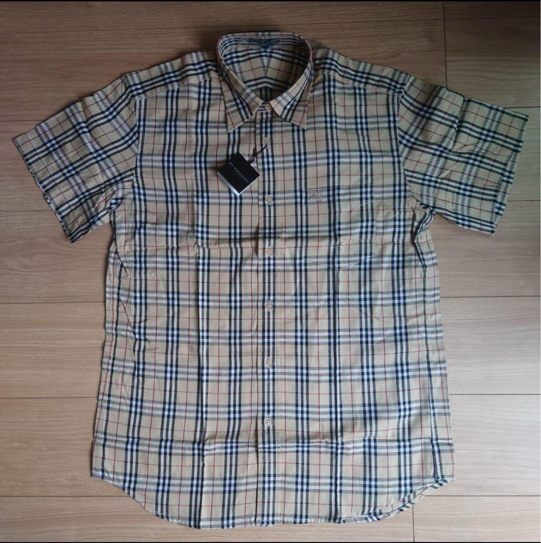 バーバリーBURBERRY 半袖チェックシャツ Lサイズ