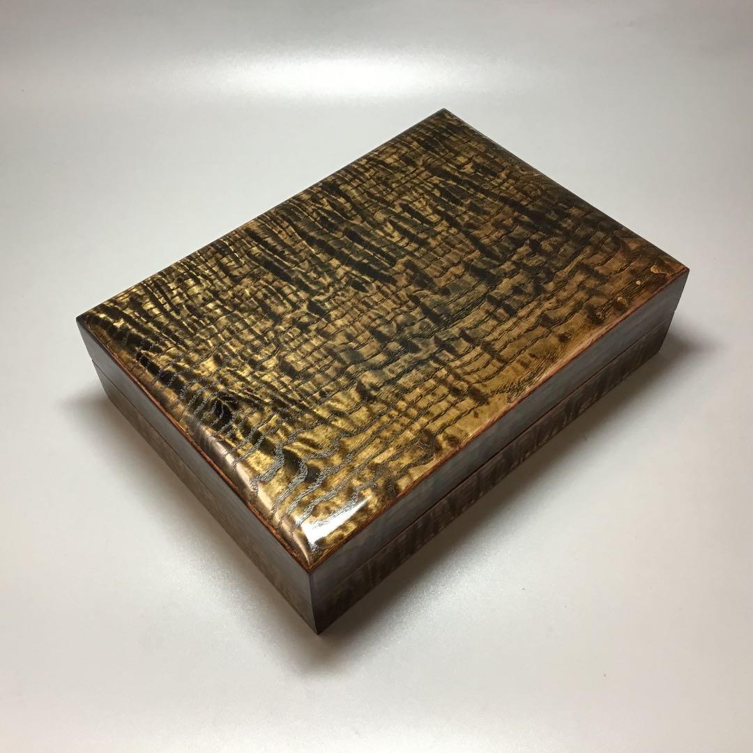 タモ玉斑杢の硯箱　小物入れ　宝石箱　指物仕上げ