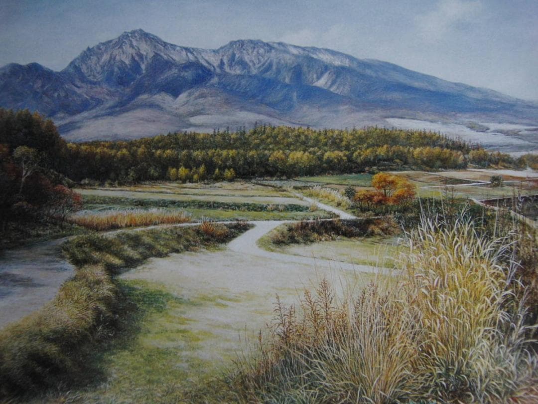 平田英子、【八ヶ岳高原】、希少な額装用画集より、新品額装付、状態良好