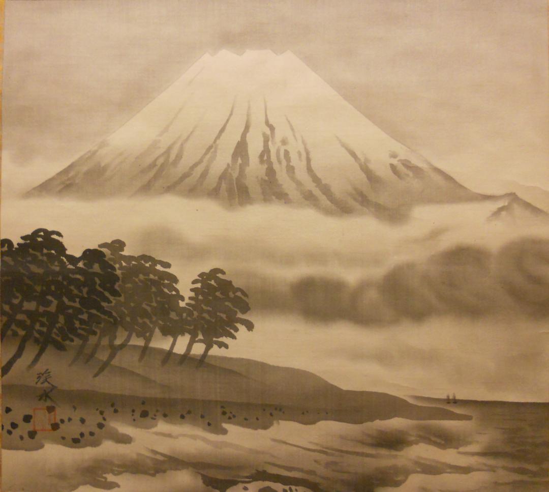 掛け軸 伊藤渓水 『 富士 』 絹本 希少 軸装 茶道具 掛軸 美品 です。
