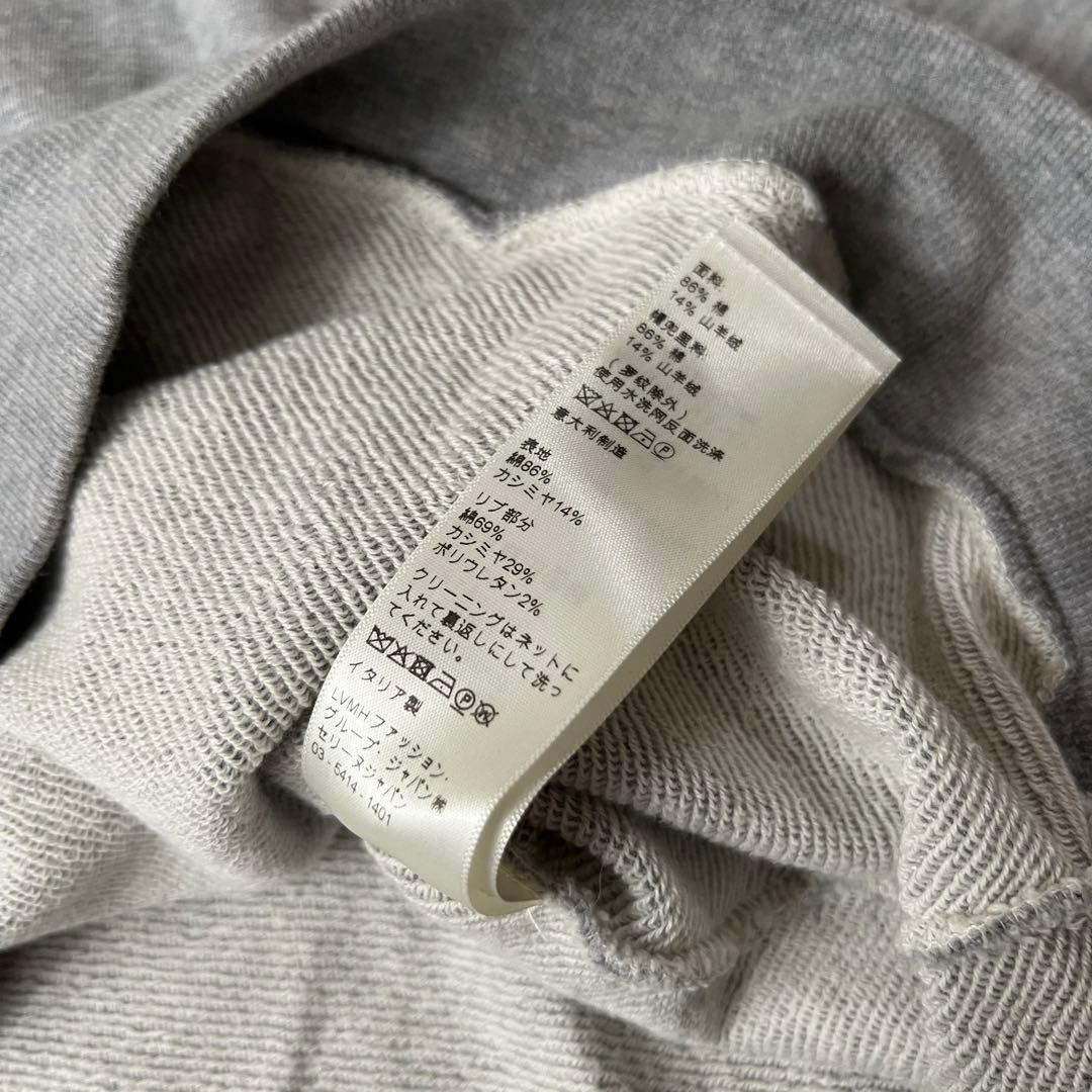 セリーヌ パーカー 16ルーズ ロゴプリント M グレー カシミヤ シルク