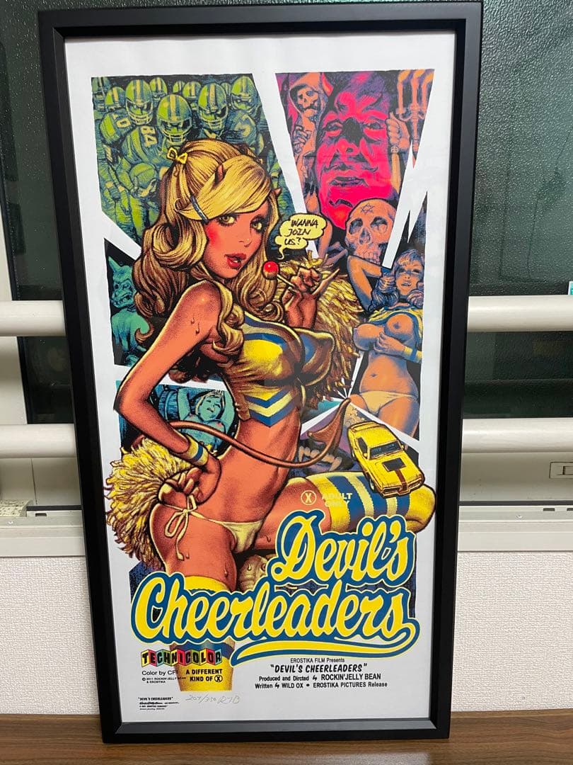 ロッキンジェリービーン デビルチアリーダー　シルクスクリーンポスター　専用額付き