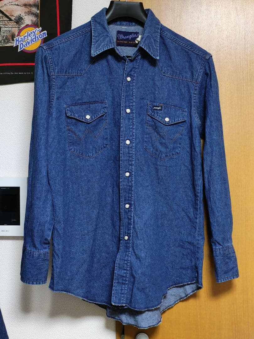 美品 ヴィンテージ Wrangler デニム ウエスタン シャツ 木村拓哉 濃紺