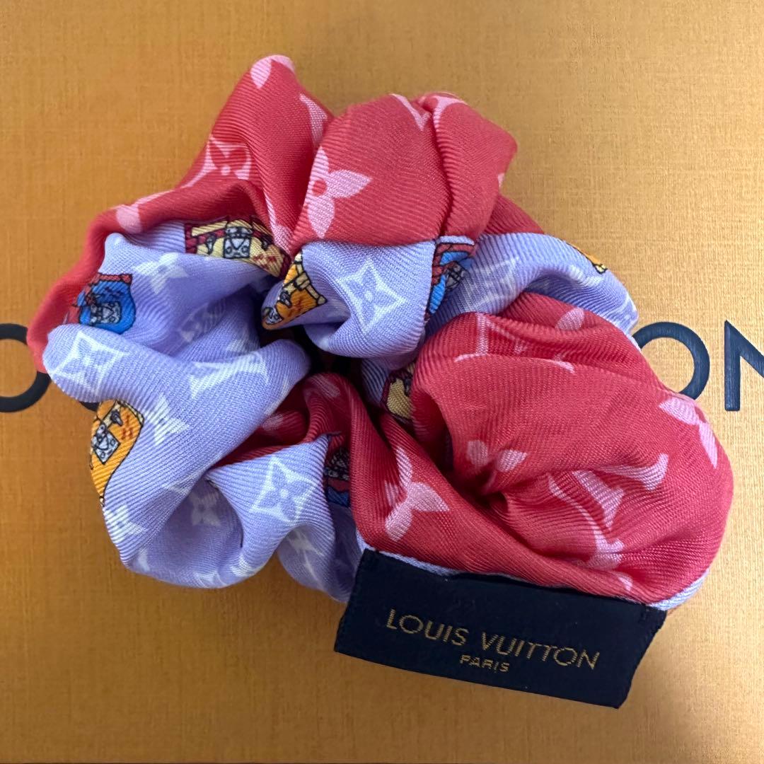 【新品】LOUIS VUITTON ヘアシュシュミニマル 赤・紫 シルク100％