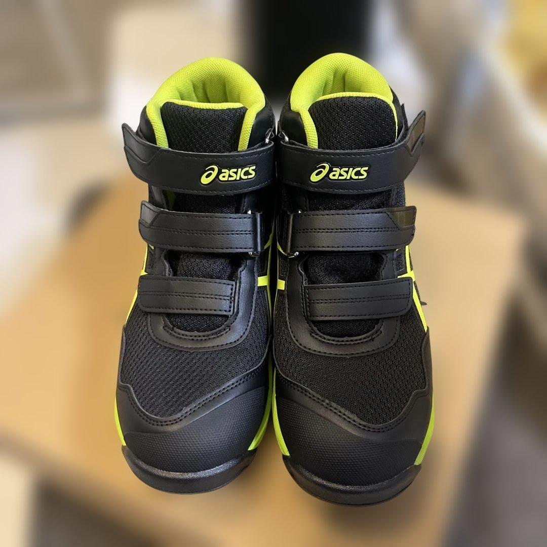 asics ブラック/ライム ハイカット安全靴 26.0cm