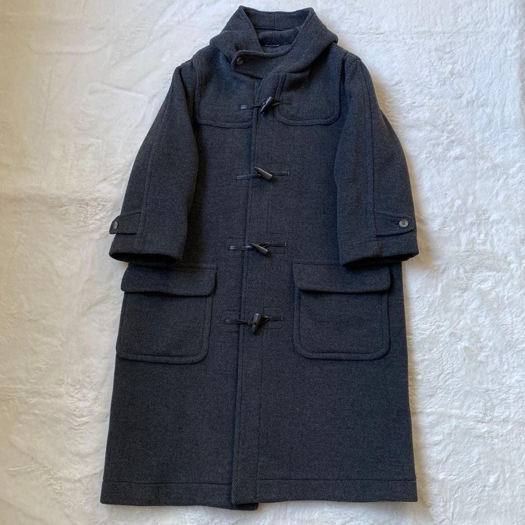 SHIPS ウールヘリンボーン ロング ダッフルコート イギリス製 グレー