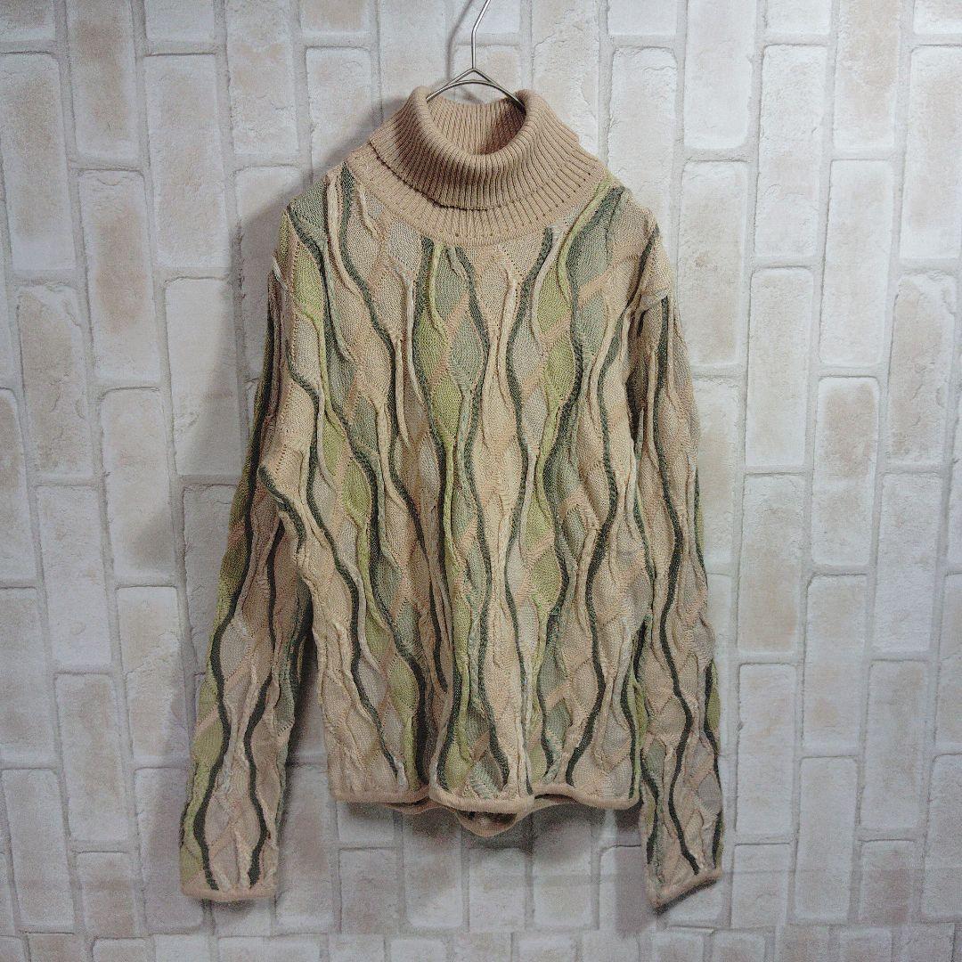 クージー ニット セーター 3D 立体 ベージュ - メルカリ