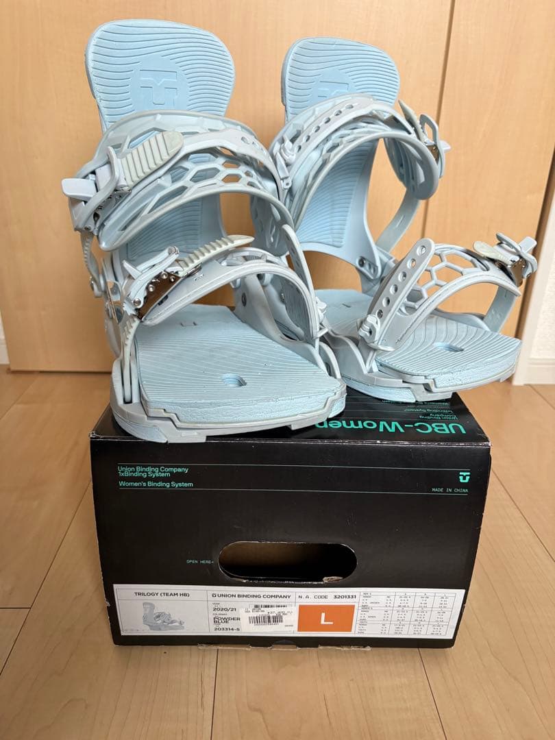 Union TRILOGYスノーボードビンディング Lサイズ ライトブルー