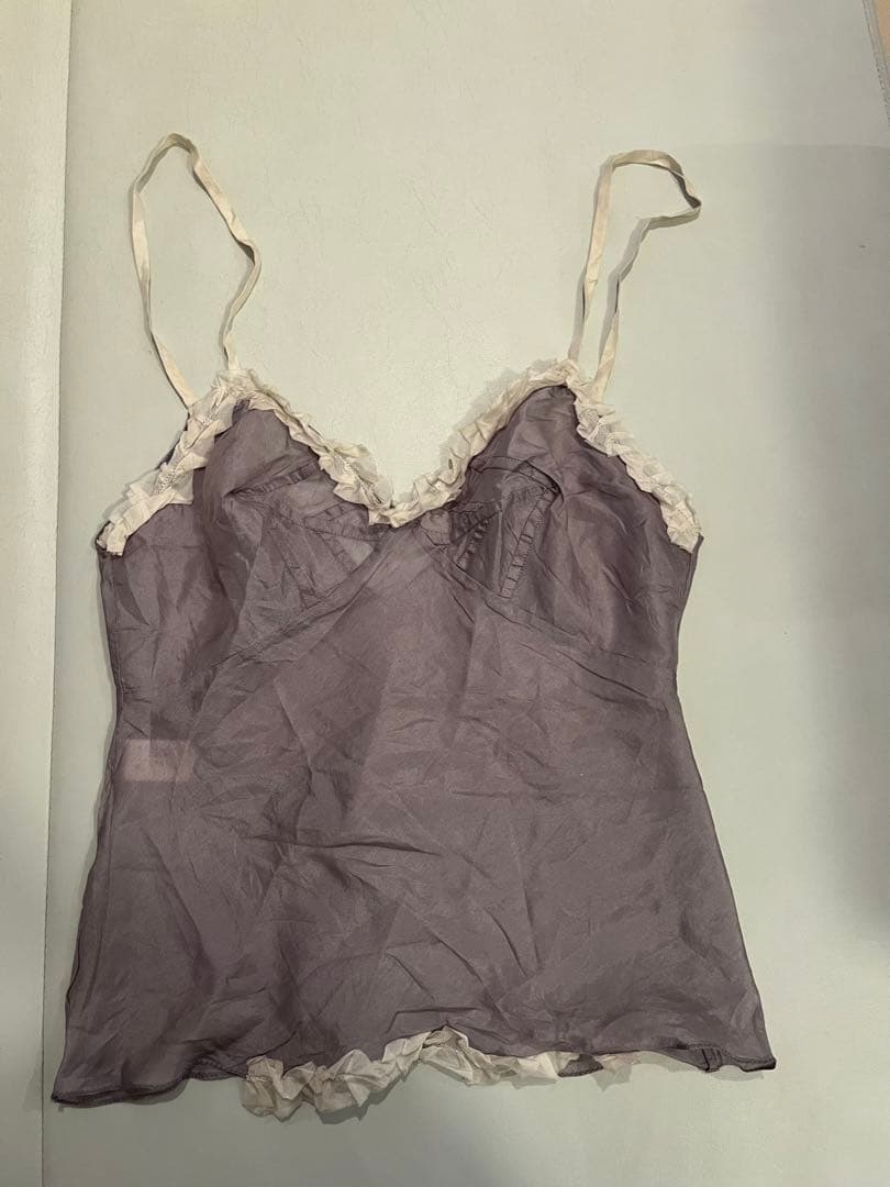 PRADA 薄紫 レーストリム キャミソール I-38