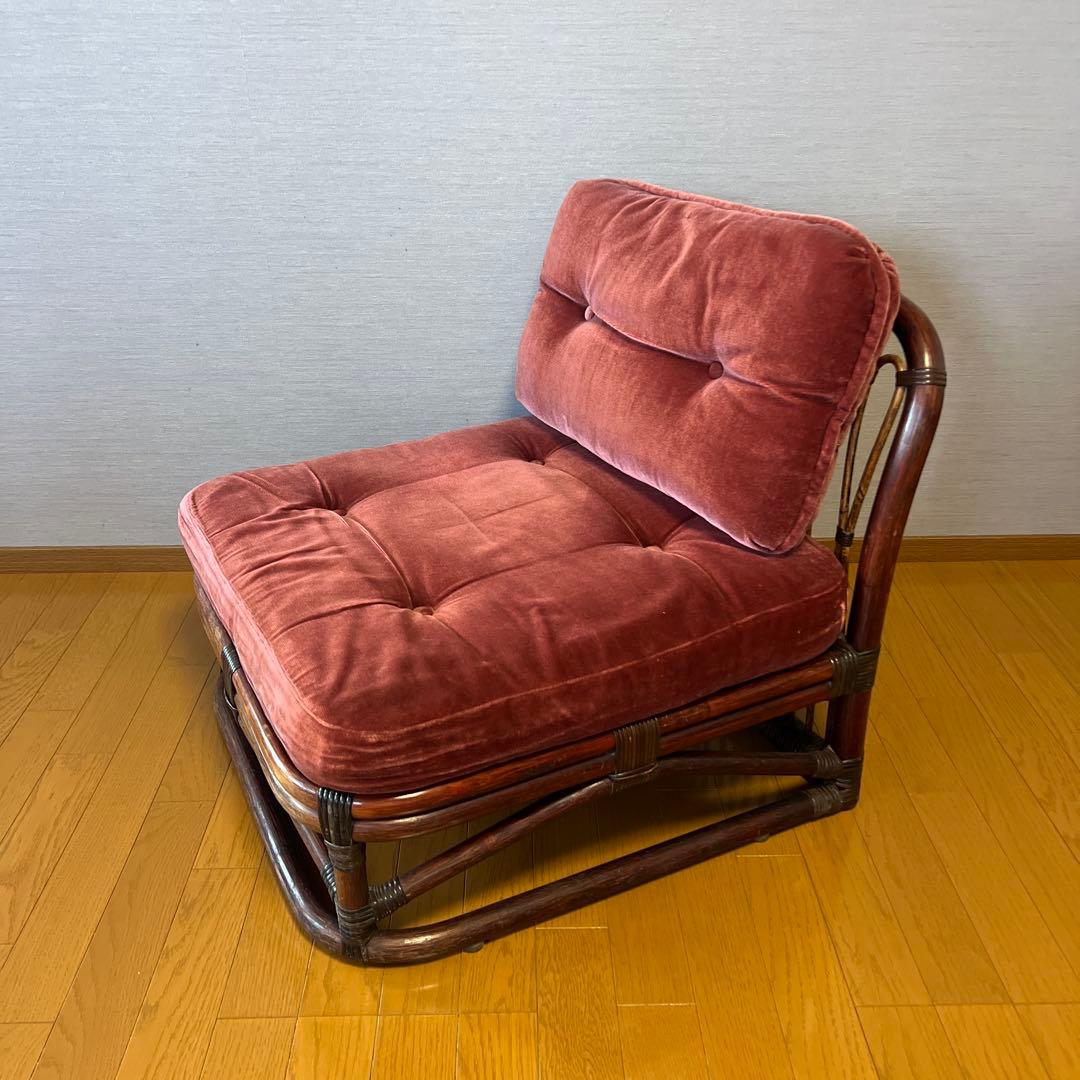 YAMAKAWA ラタン 籐 ヴィンテージ アンティーク ソファ 座椅子 ③ 山川ラタン アームチェア 菊椅子 サイドテーブル ジャパンヴィンテージ