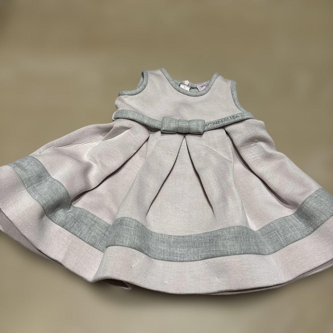 Mr-Mr　MONNALISA ピンクとグレーのリボン付きワンピース