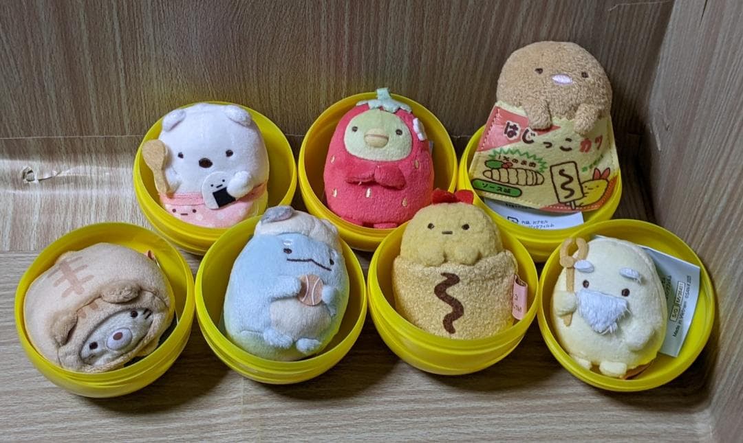 すみっコぐらし　復刻カプセルてのりぬいぐるみ7点