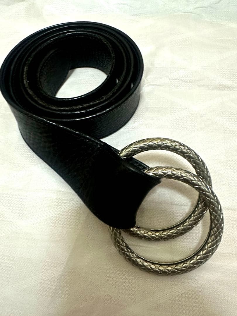 マコトBOTTEGA VENETA シボ革 リングベルト ブラック