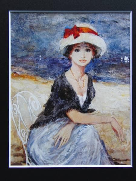 B・シャロワ、海辺にて、日本未発売・限定画集画、額付