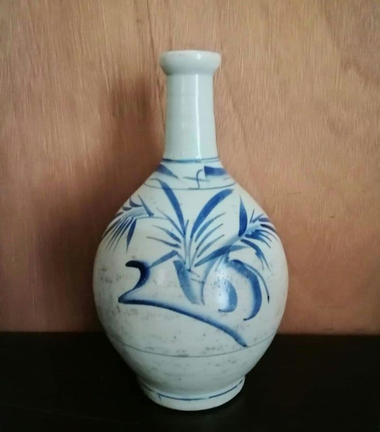 古伊万里　大徳利　染付け　江戸　明治　和骨董　雨垂れが景色です