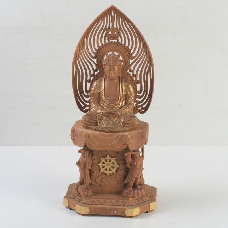 江戸(倉庫)　仏教美術　桧彫刻　大日如来像　仏像　置物　V　9312