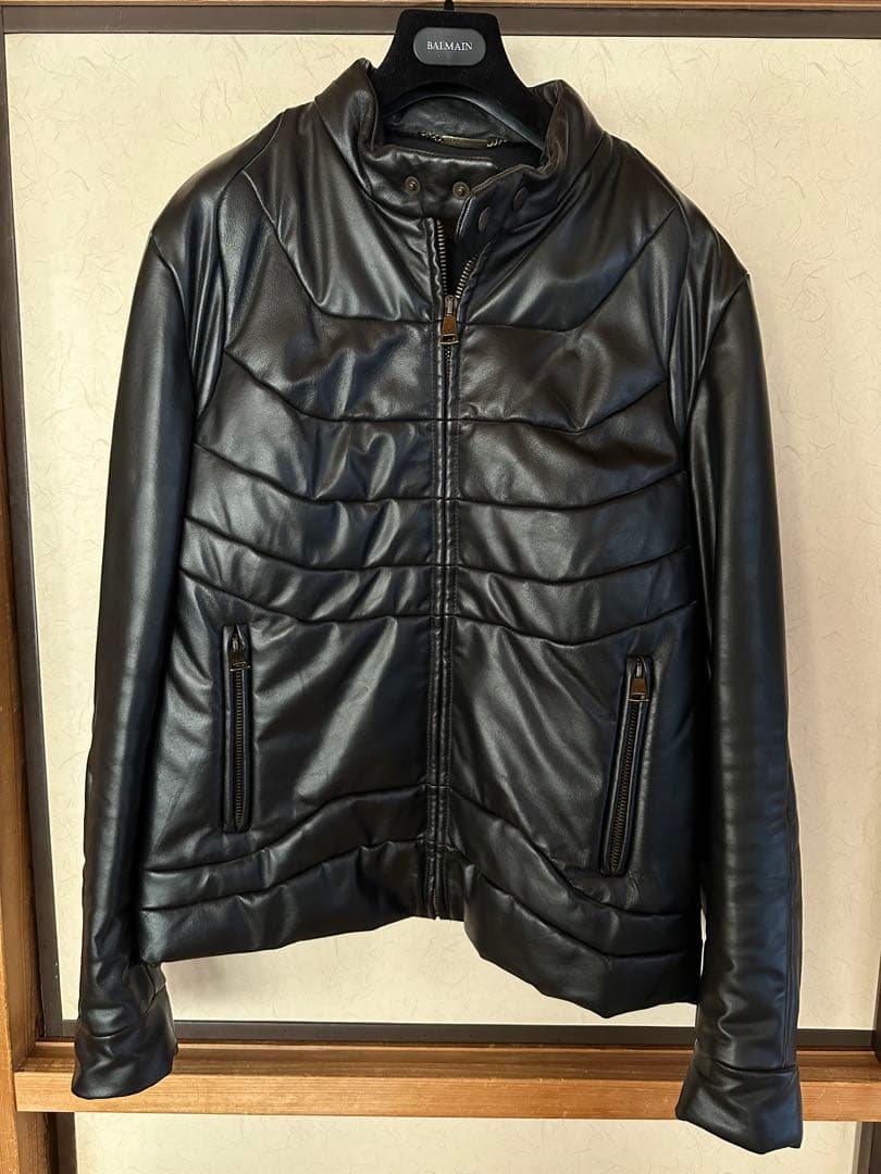 Dolce & Gabbana ブラックレザージャケット サイズ52 G9ZY5LHULR0_N0000_0.jpg