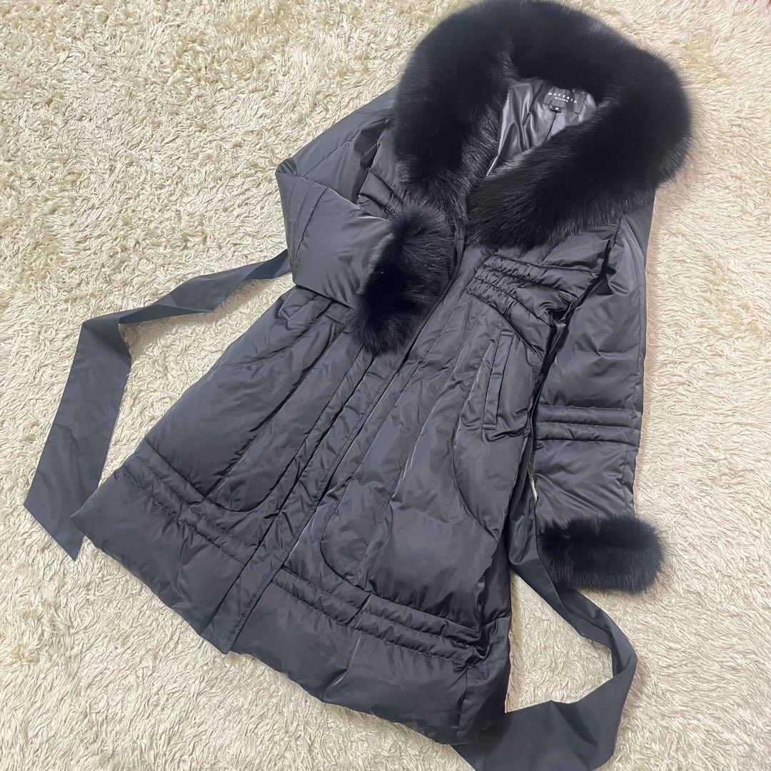 美品 MATERIAL ダウンコート ロング フォックスファー ベルト 再入荷】ダウンコート レディース ロング フォックスファー コート