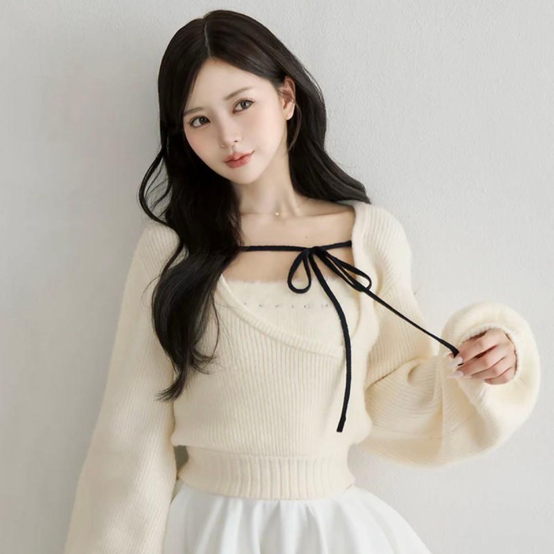 Darich ダーリッチ アシメレイヤードニットトップス IVO