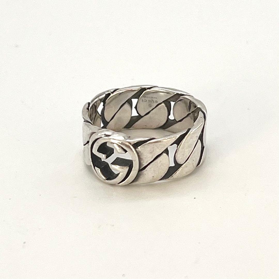 グッチ　リング　インターロッキング　15号　シルバー　ダブルG 蛇　ヘビ