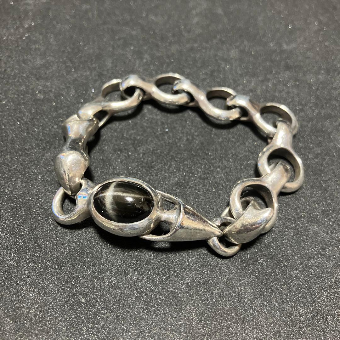 シルバー925 チェーンブレスレット ブラックスター