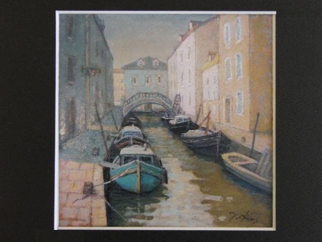 奥西賀男、【ブラノ島（ベニス）】、希少な限定額装用画集画