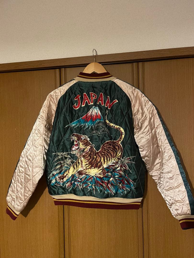 【希少】テーラー東洋 スカジャン 虎×日本地図 プリント 別珍