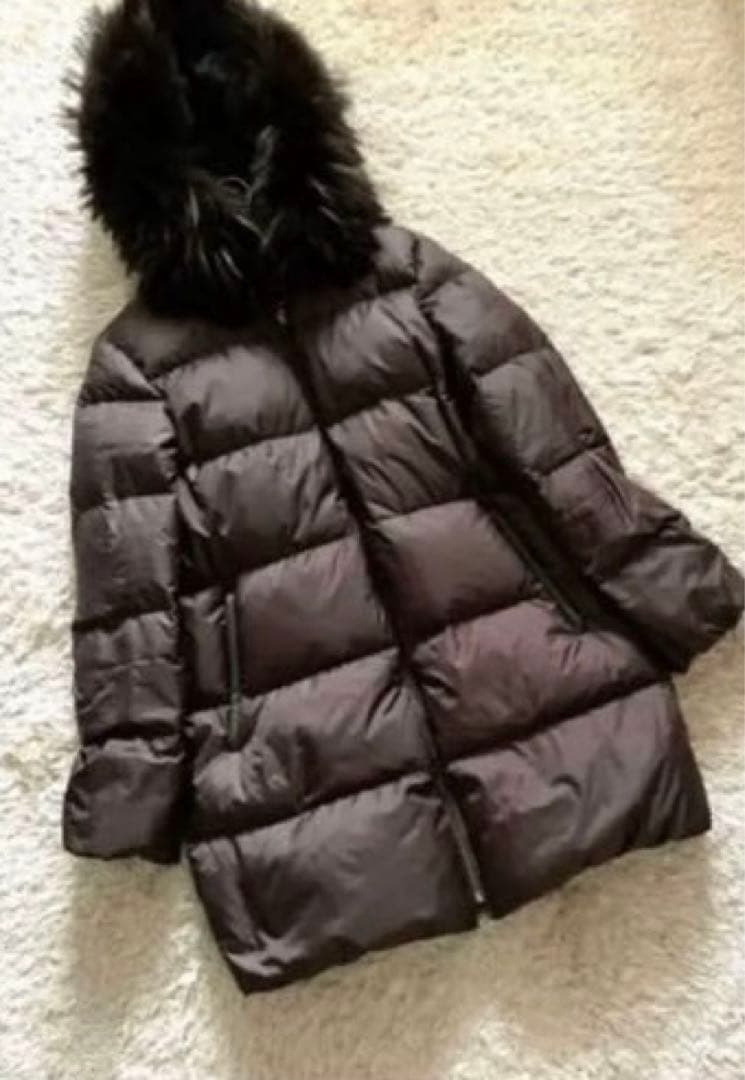 美品【ナノユニバース×西川ダウン】L ラクーンファー付き フーデット