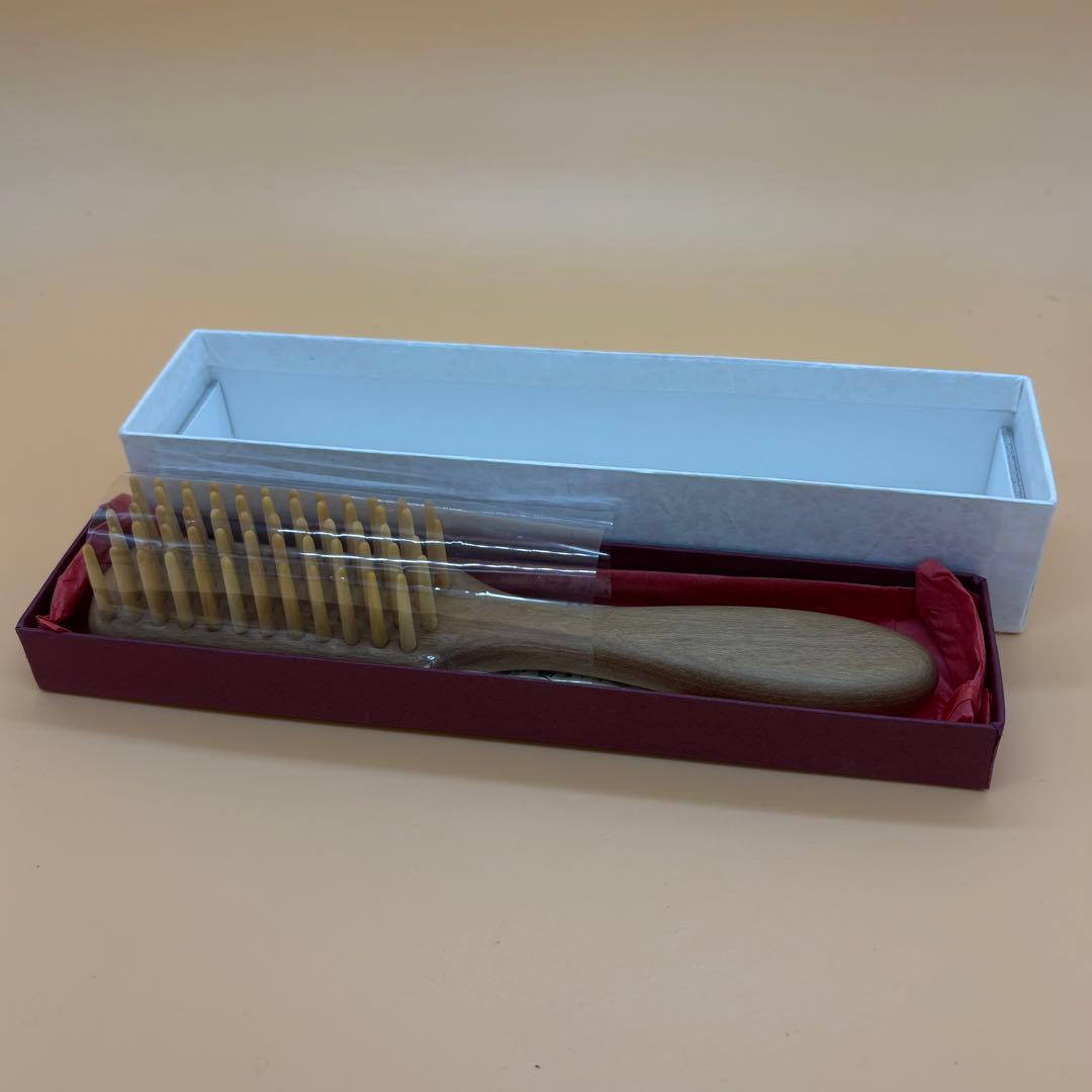 ★新品★別府つげ工芸★5列★ヘアブラシ★丸★つげブラ★黄楊★長さ約18.3cm★