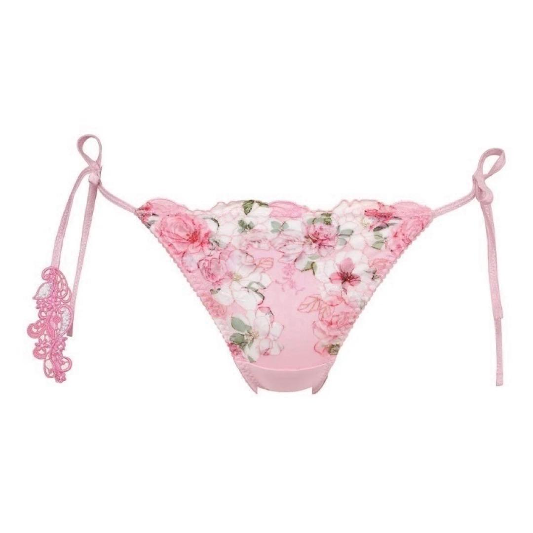 ワコール ルジェ C70/M ピンク 脇高ブラ 紐パン タンガ 花柄 紐