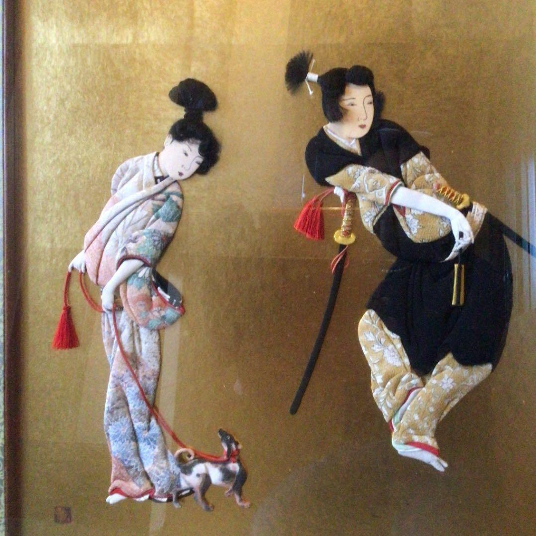 作家物　押し絵画　縮緬細工歌舞伎者（川越みよ子）10号栞付michiko❣️