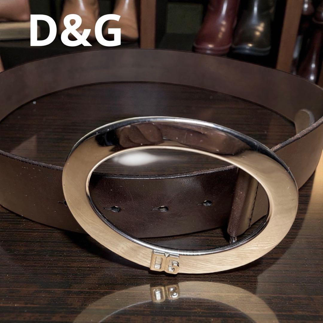 D&G ドルチェアンドガッバーナ ベルト　メンズ　ブラウン　シルバーバックル