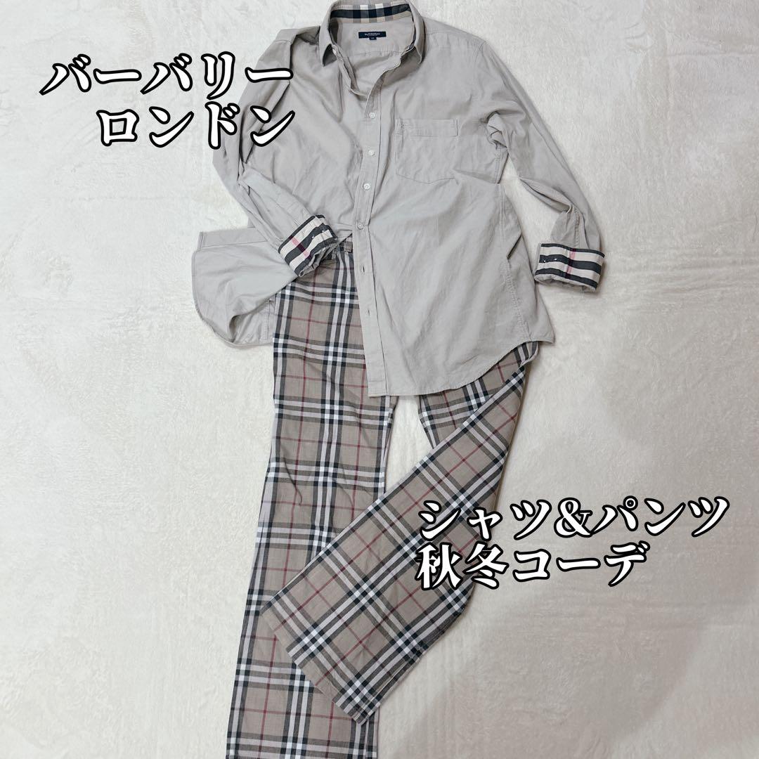 【コーデ売り】 バーバリーロンドン シャツ パンツ ノバチェック M パイル