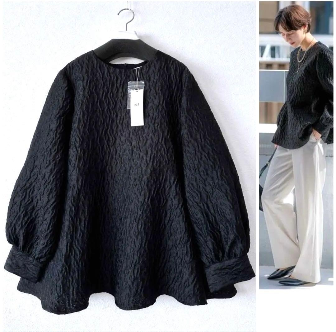 大きいサイズ48＊２３区 米沢産 ジャカードペプラム トップス＊自由区ICB組曲 大きいサイズ48＊23区 米沢産 ジャカードペプラム トップス＊自由区