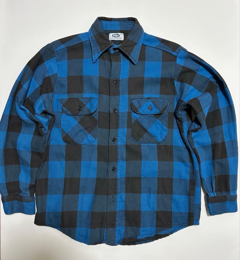 70s〜80s Mr.Leggs ネルシャツ ブロックチェック青黒