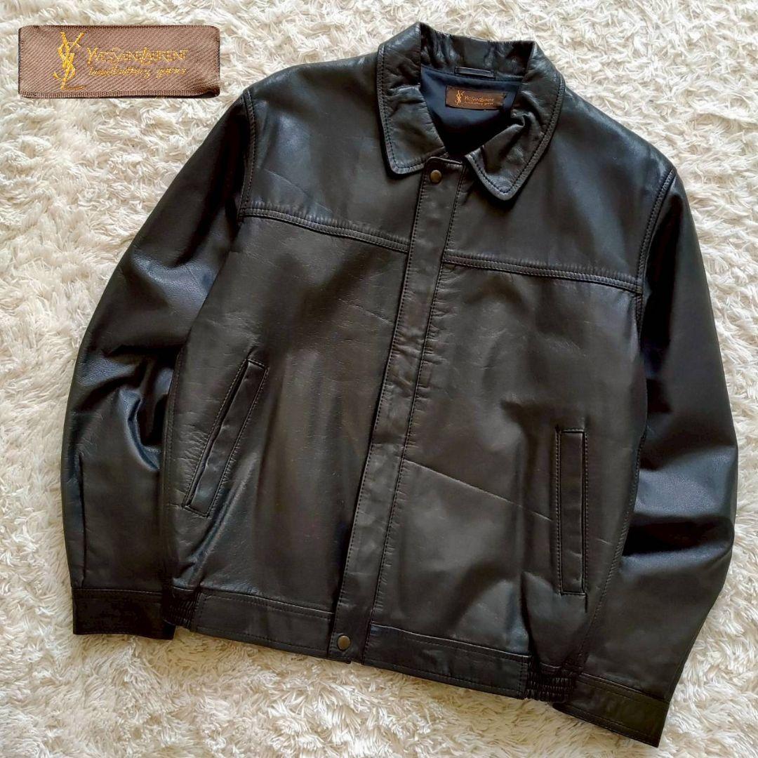 あ*ぱ様 Yves Saint Laurent 牛革 レザージャケット レザーブ