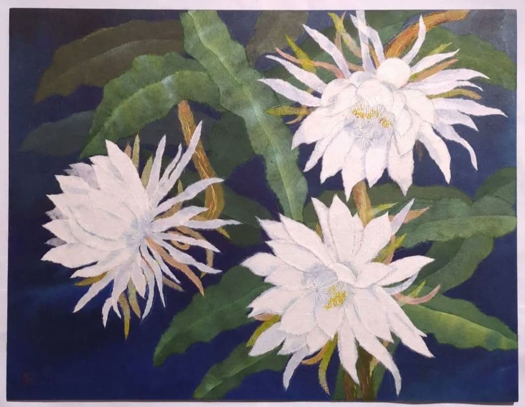 【ちぎり絵】幻の花「月下美人」(P 10サイズ)　暮らしに彩りを