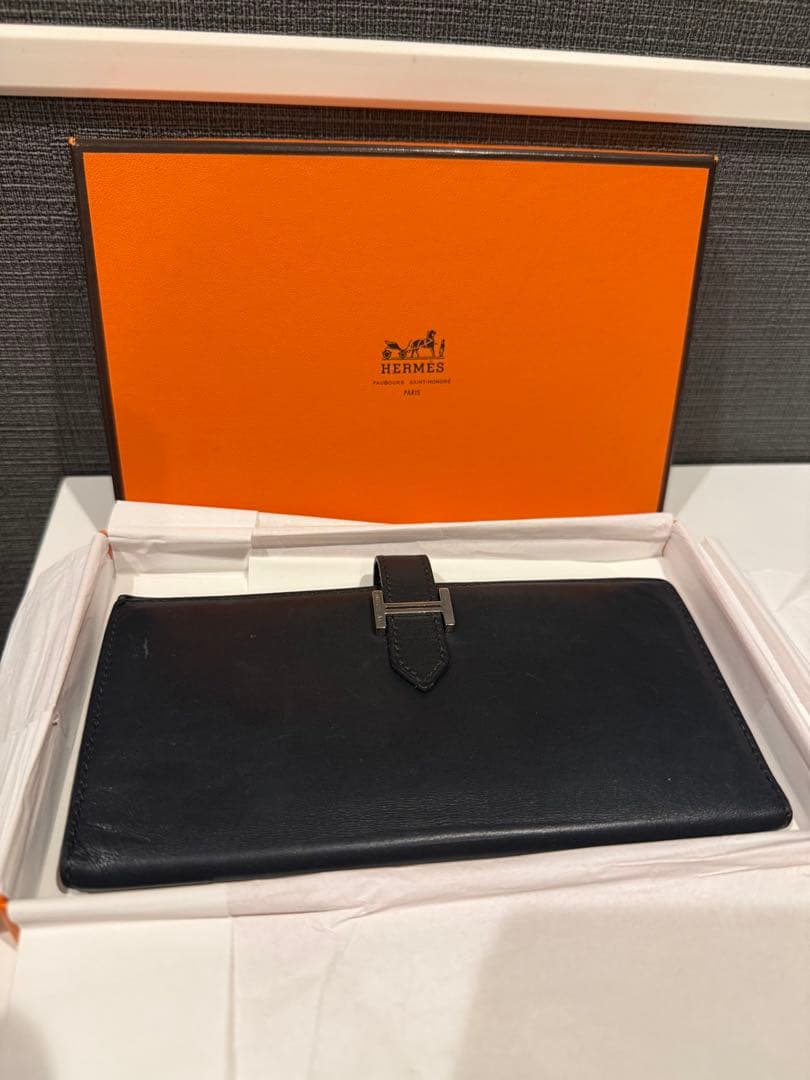 【正規品】HERMES ブラック 長財布 べアン HERMES（エルメス） 長財布 Bearn Souffle ベアン スフレ MONOCHROME