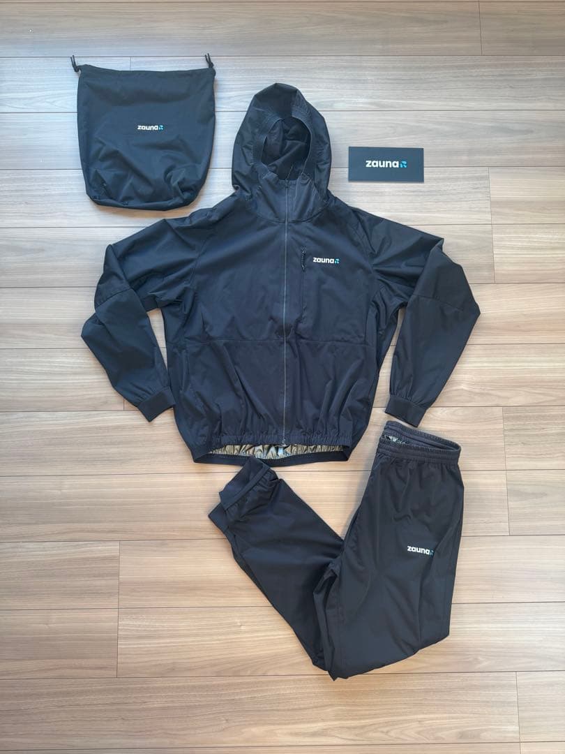 zauna サウナスーツ Lサイズ 黒 収納袋付き zauna suit ザウナスーツ 着るサウナ zaunasuit サウナスーツ