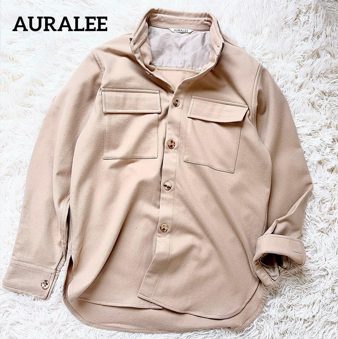【美品】オーラリー　AURALEE ウール100%フランネルシャツ　ベージュ