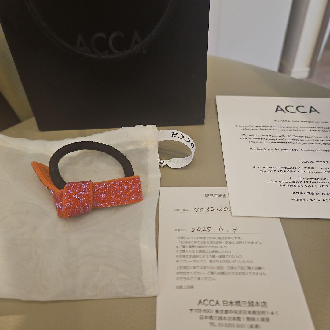 ACCA リボン付きヘアゴム オレンジ・ピンク