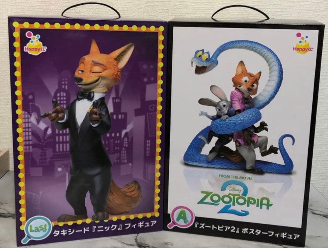 ハッピーくじ　ズートピア　A賞ポスターフィギュア　ラスト賞タキシードニック　2点