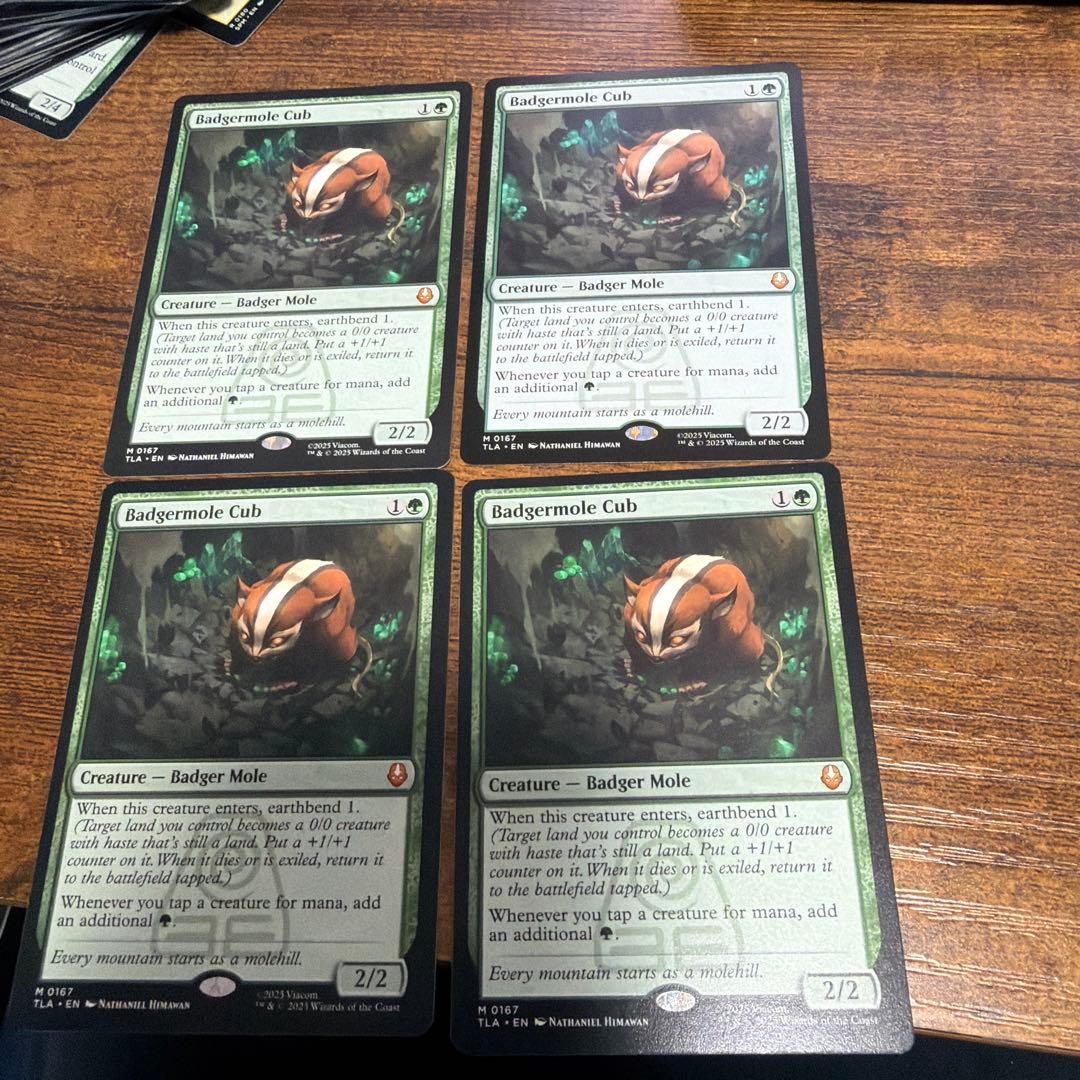 MTG アナグマモグラの仔 英語　四枚セット EX+](フルアート)アナグマモグラの仔/Badgermole Cub《英語》【TLA】