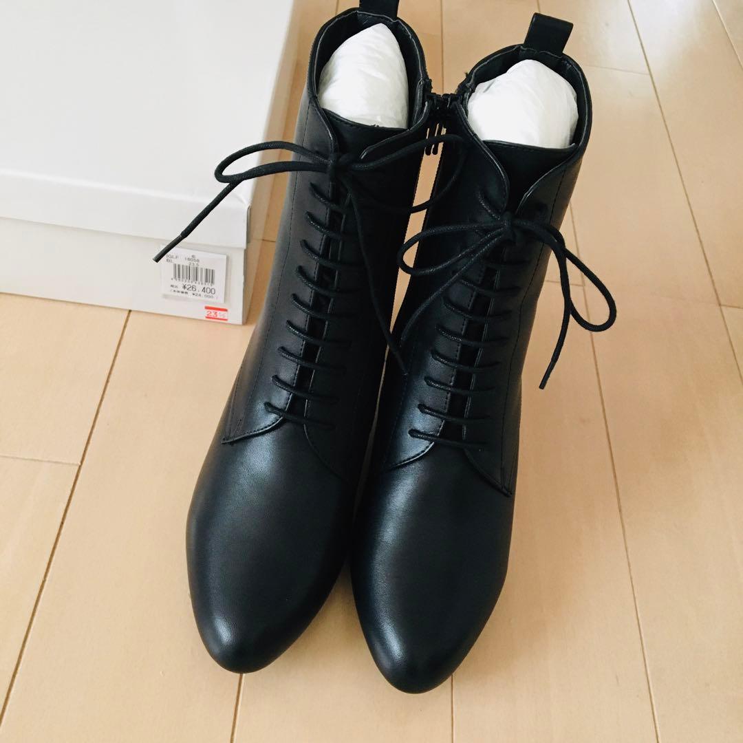 ing イング　レースアップ　本革ブーツ　ブラック