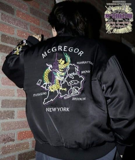【新品】McGREGOR MODERN　メンズ　刺繍　ドラゴン　ブルゾン　黒　M