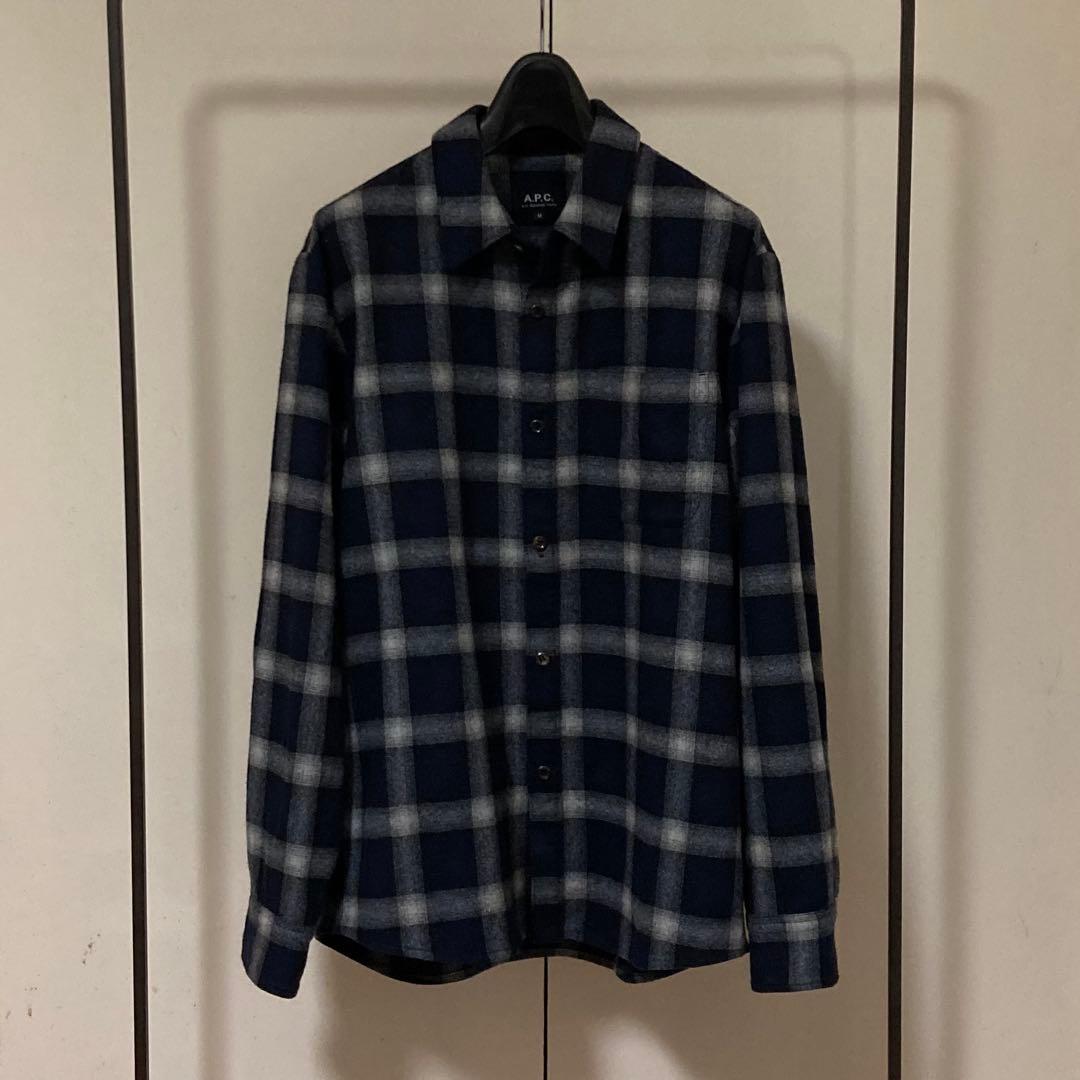 APC　アーペーセー　オンブレチェックシャツ　Mサイズ　Lサイズ相当 A.P.C. チェック シャツ | グレー | FARFETCH JP
