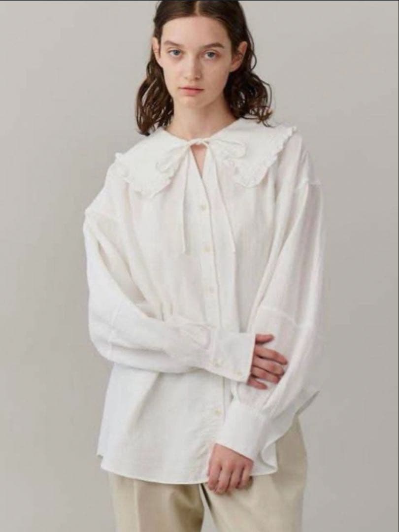 THE SHINZONE オーガニックコットン フリル襟　ブラウス シャツ