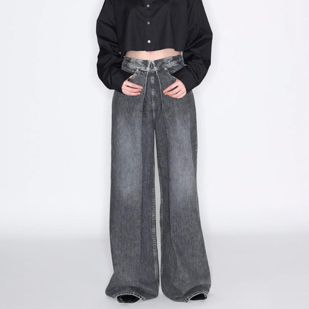 JOHN LAWRENCE SULLIVAN ワイドパン　サイズM WASHED DENIM SUPER WIDE PANTS