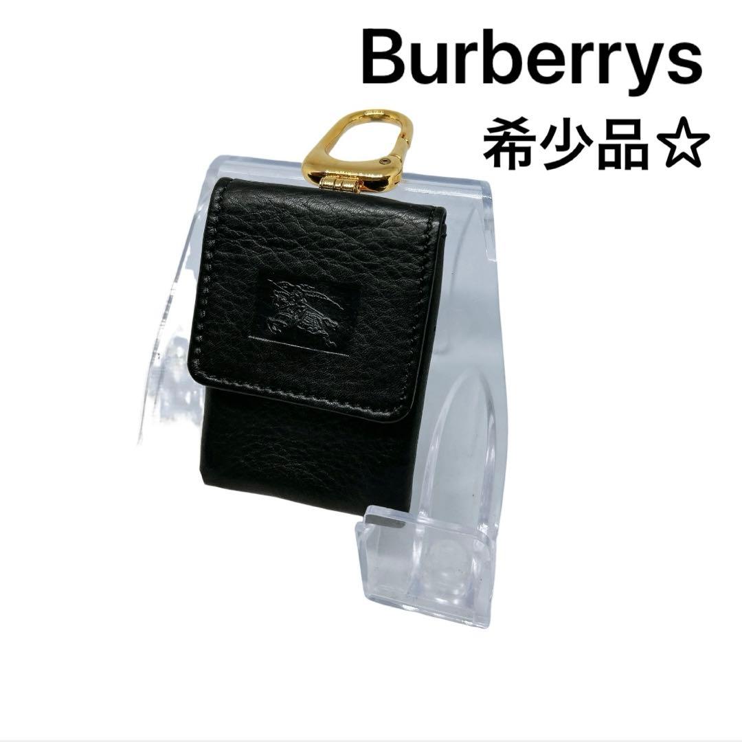 Burberrys ケース 小物入れ キーリング チェック柄 黒 本革